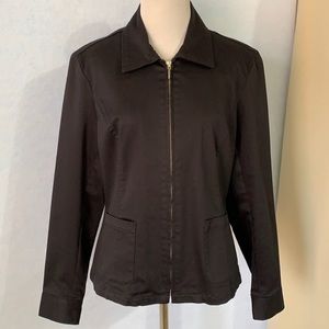 Chamonix Solid Black Zip Up Blazer Jacket